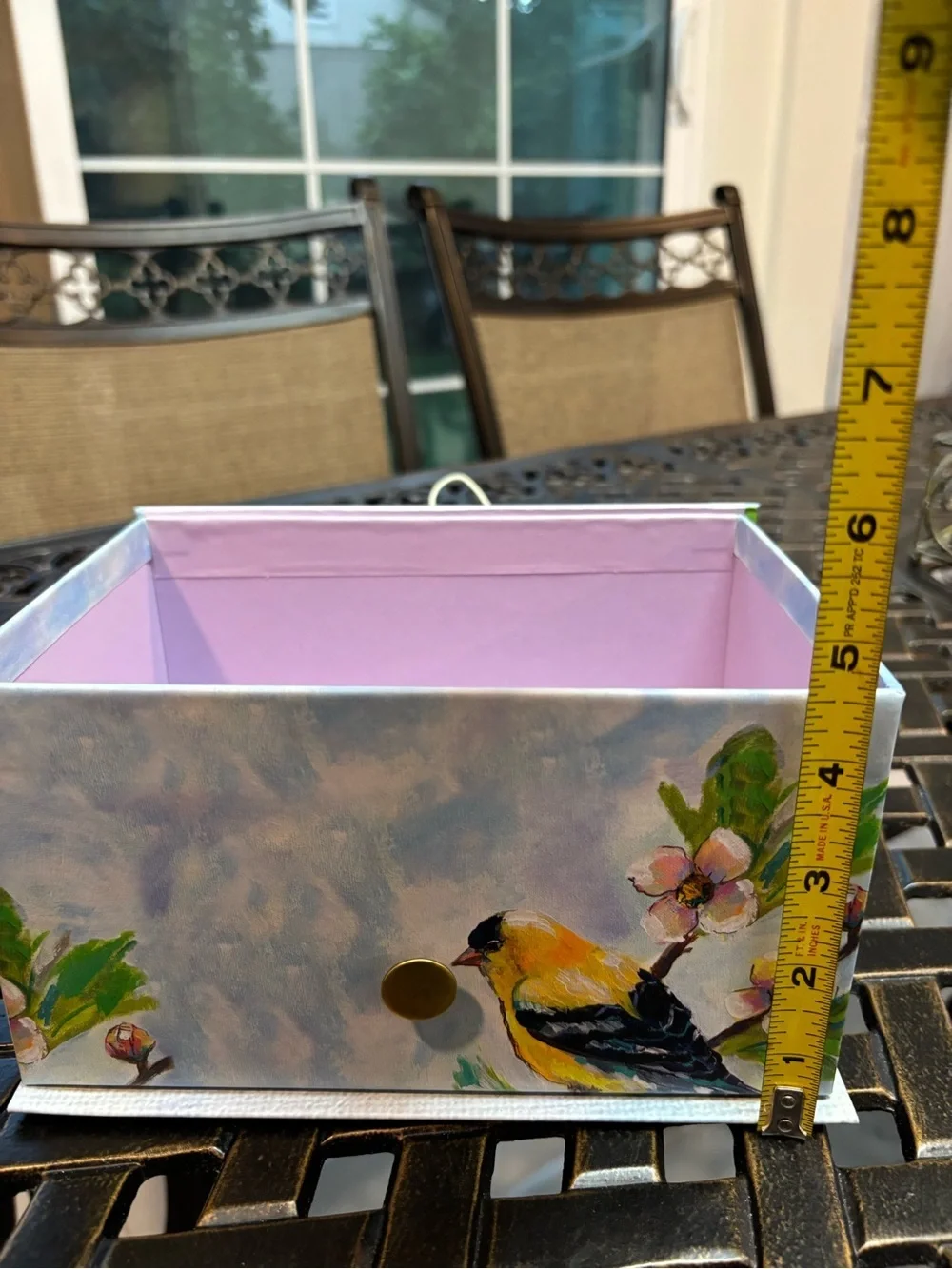 Bird Keepsake Box in Yellow and Blue
